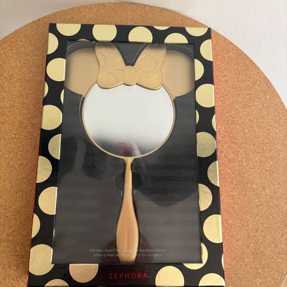 Disney Minnie Beauty by Sephora Gold finished Hand-held Mirror with orig box - Picture 8 of 16